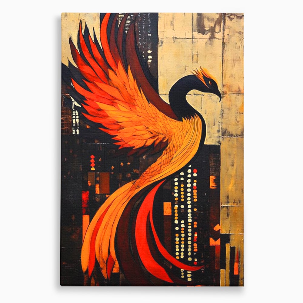 Tablou canvas cu tablou canvas cu pasarea phoenix, fara rama, pe sasiu de lemn